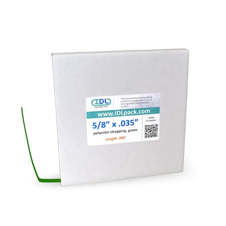 Idl Packaging 5/8" Polyester Strapping, 200 Ft., Green PET.58.200